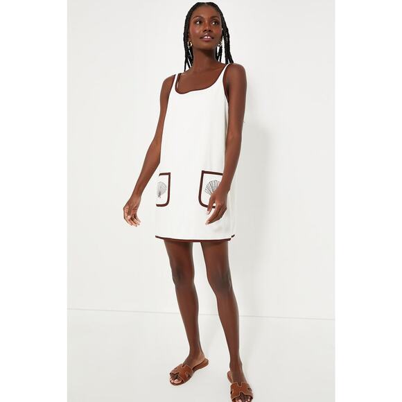 TUCKERNUCK BEACH Blanc Shell Embroidered Mini Terrycloth Dress Coverup XL NWT - Picture 1 of 7